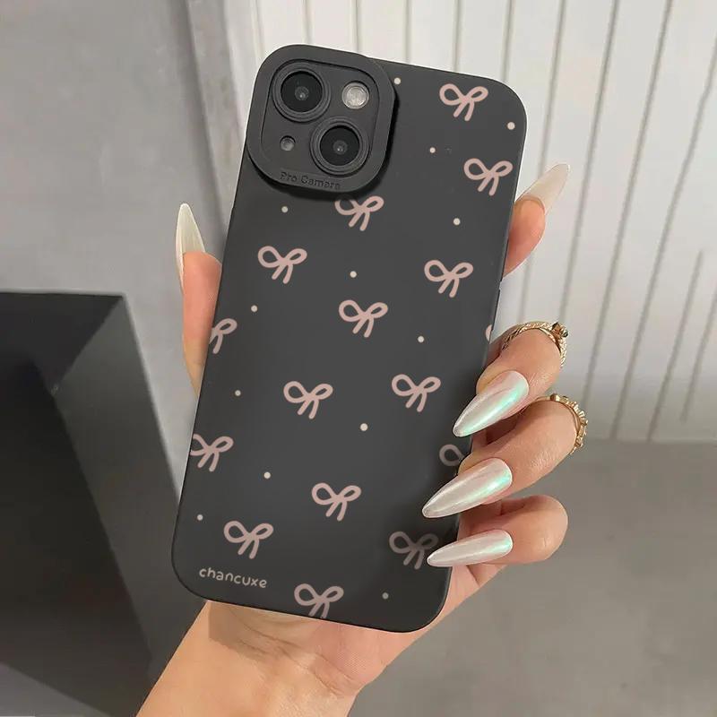 Мягкий чехол для телефона с принтом черного банта для Xiaomi Redmi Note 13 12 Pro Plus 5G 12S 11S 11 10S 10 Pro Redmi 12 13 12c 13c 4G Матовый чехол Redmi Note 13 5G