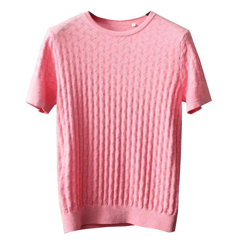 Heavy Weight No Compensation! 53 Cotton 22 Modal 15 Cashmere 10 Wool! Export Tail Goods Knitting Short-Sleeved T-shirt Men