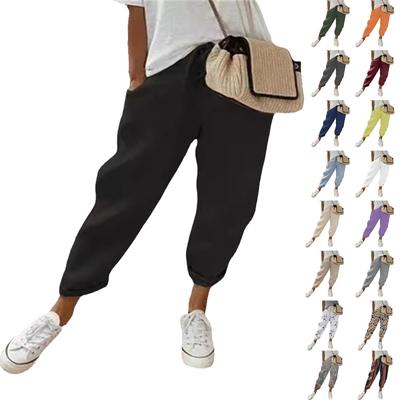 Women's Fashion Solid Colour Loose With Pockets Cotton Linen Casual Pants