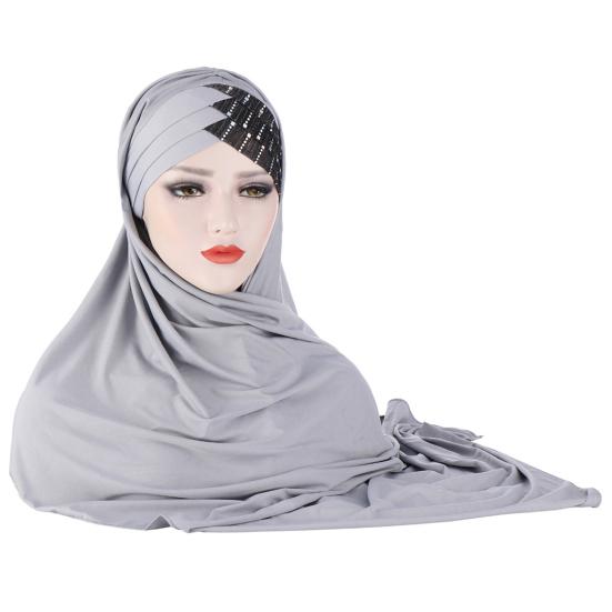 Women Soft Silk with Sequins Hijab Headwrap Headscarf Turban Hat Cap Headwear