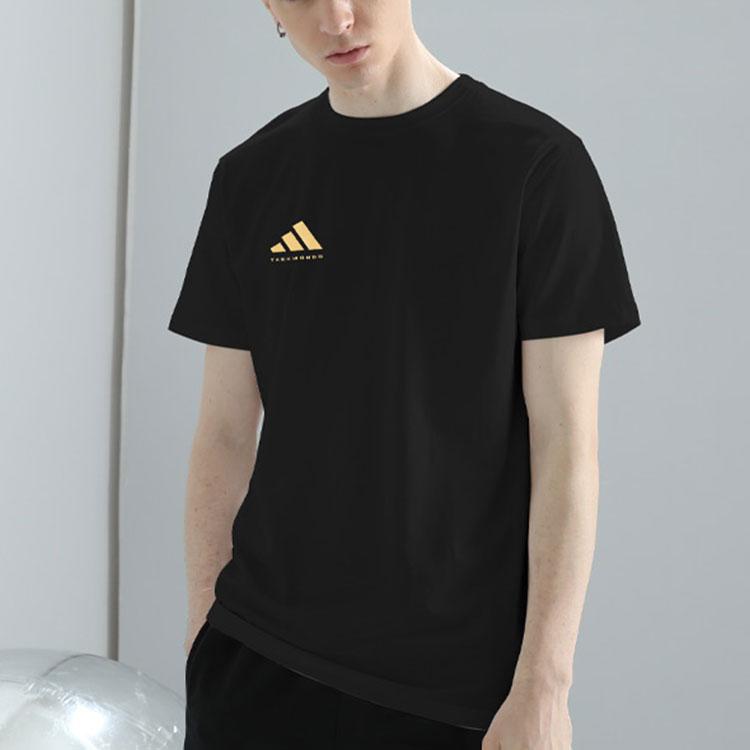 Adidas Printed Logo Breathable Lightweight Quick-Dry Round Neck Short Sleeve T-Shirt Unisex Tops Black ADICLTS24CTK-BG