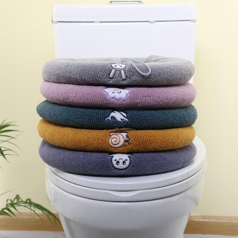 Thicker Bathroom Toilet Seat Cover Pads - Soft Warmer Toilet Seat Cushion Cover Stretchable Washable Cloth