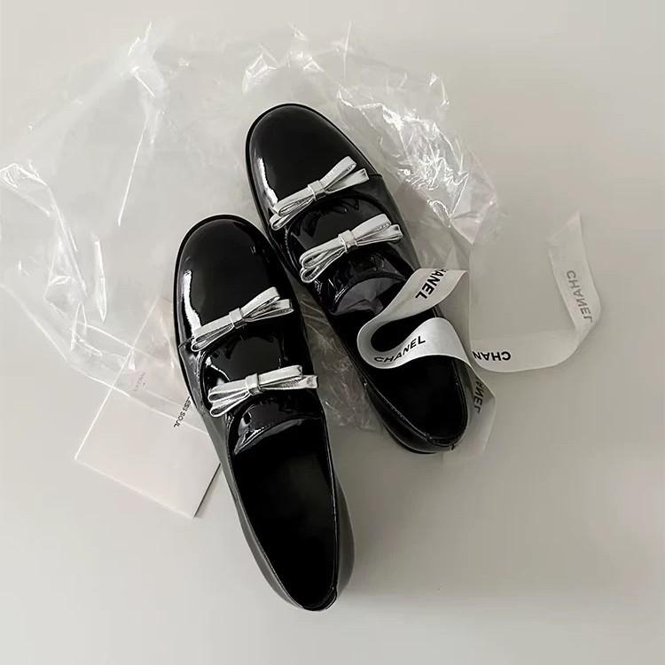 Retro Leather Double Bow Small Leather Shoes Women's 2025 Spring New Thick Heel Round Head Loafers Mary Jane Single Shoes