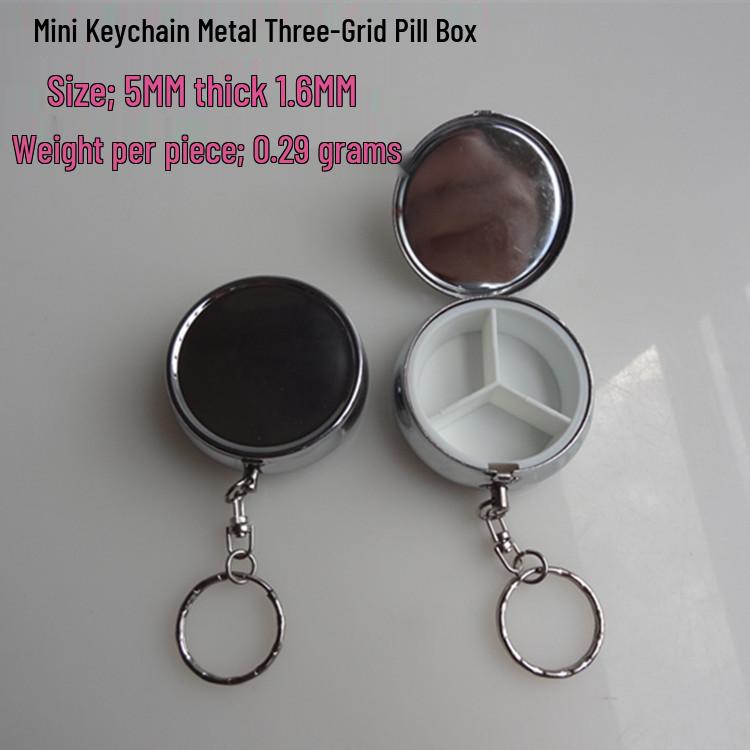 

Mini Portable Keychain Pill Box - Metal Medicine Storage with Customizable Lettering