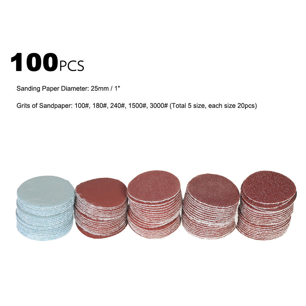 100PCS 25mm Diameter 100 3000 Grits Sanding Paper 1PCS 1 8 Inch Shank Grinding Disc Set