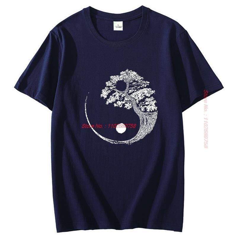 Yin Yang Bonsai Tree Japanese Buddhist Zen Graphic T Shirts Short Sleeve Tshirt Tees Tops Cotton Oneck Tshirt Unisexs Clothing