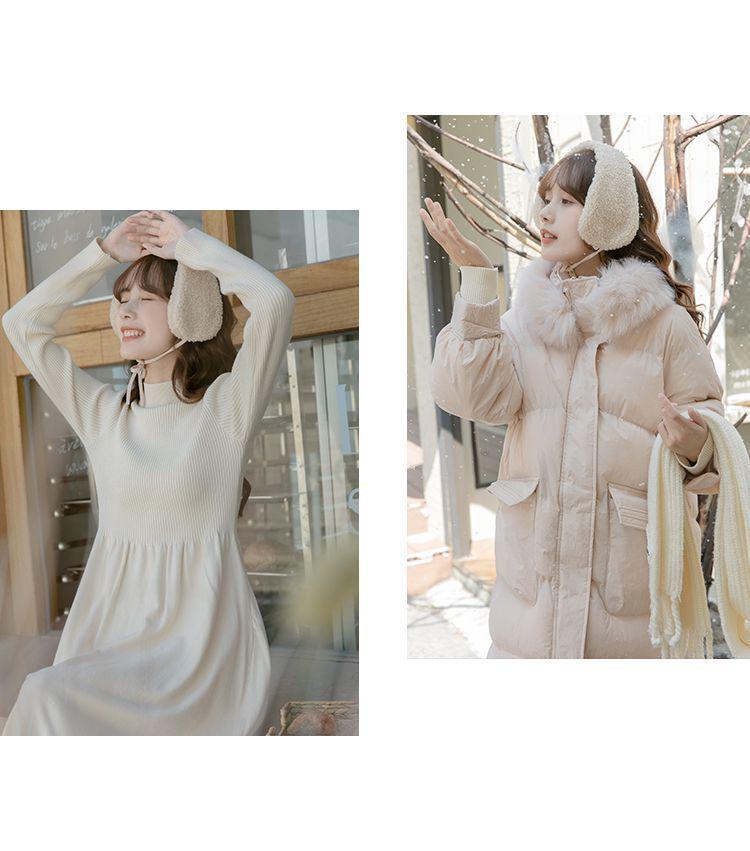 Petite Women's Winter Base Layer French Knitted Wool Long Dress Skirt, 2025 Style.