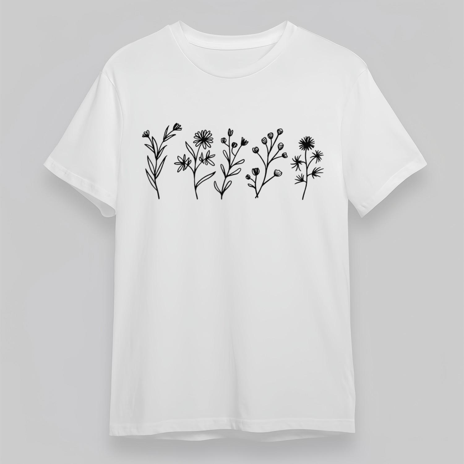 Women s Plus Size Comfortable Classic T-Shirt Mens Womens Tees Top Autumn Plants Botanical Sketch Tee 2XL
