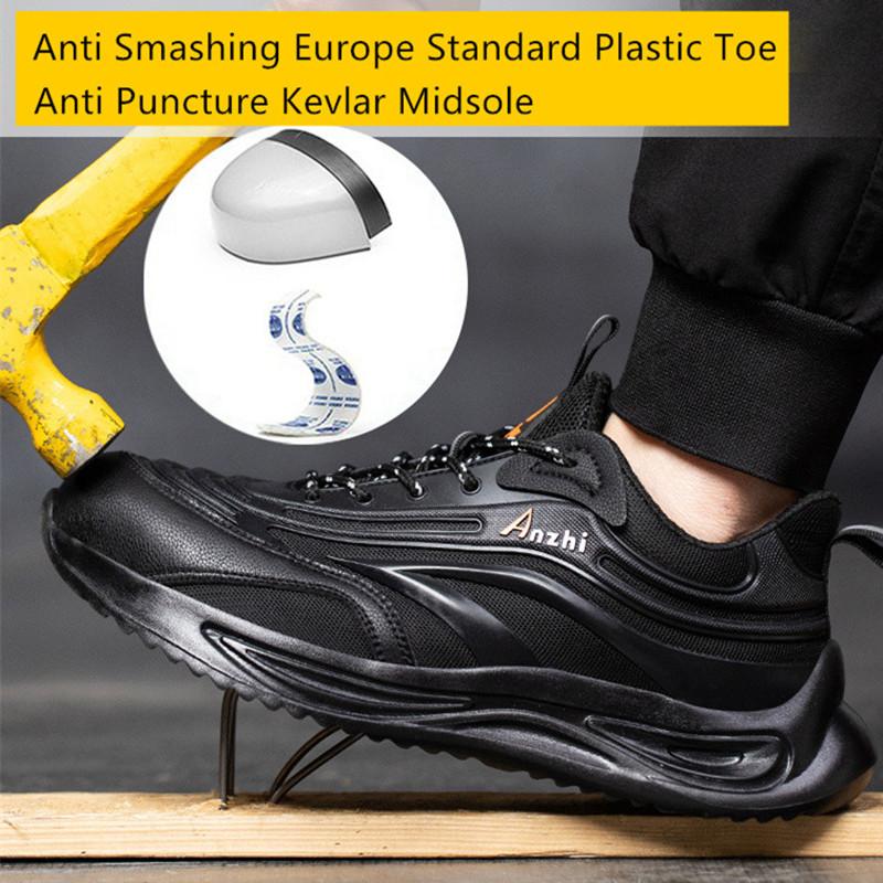 Insulation Shoes Electrician Work Shoes Black Work Shoes with Plastic Toe Cap Anti Puncture Light Weight Safety Shoes for Men
