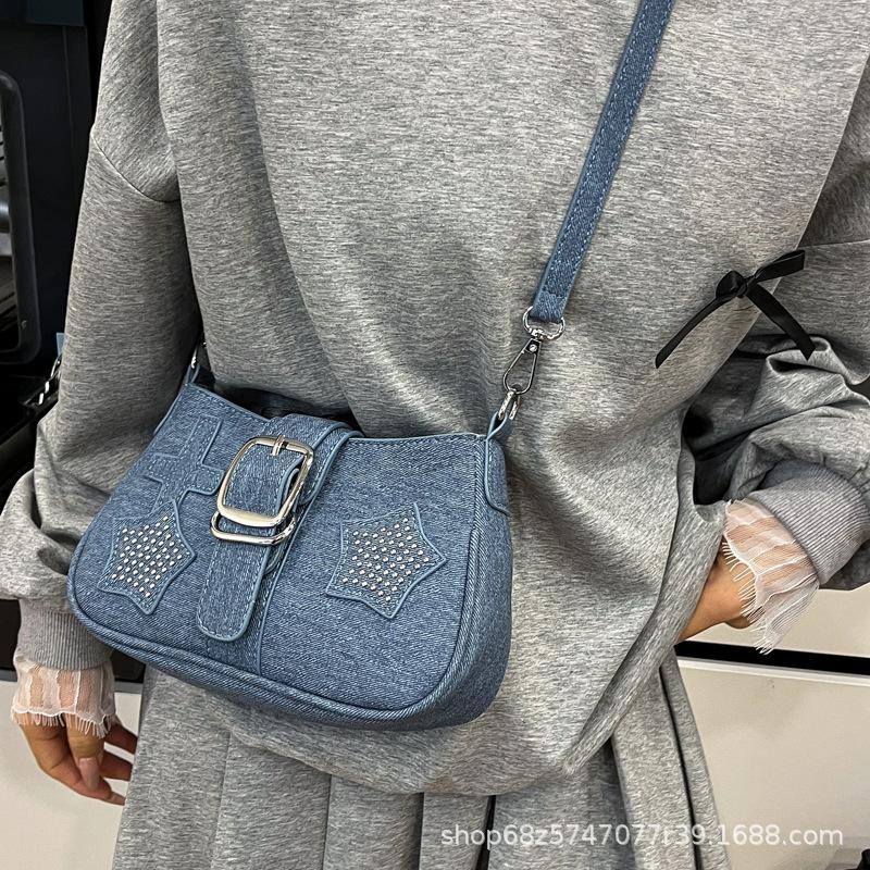 2025 New Fashion Texture Armpit Bag Summer Premium One-Shoulder Crossbody Bag Star Diamond Style Korean Women's Bag