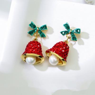New Christmas New Year Gift Bow Wind Chime Earrings 925 Silver Stud Earrings Girls  Earrings  Gifts