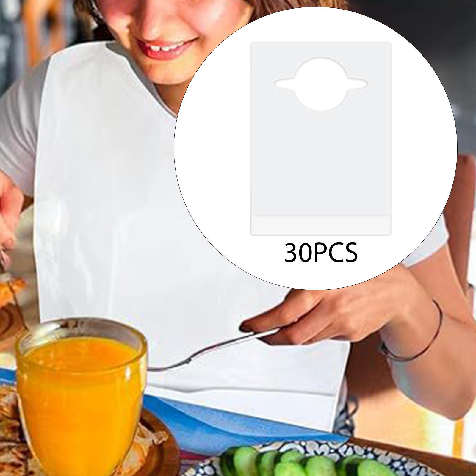 

Disposable Adult Bibs with Crumb Catcher Solid Oilproof for Women Men Eating 30pcs