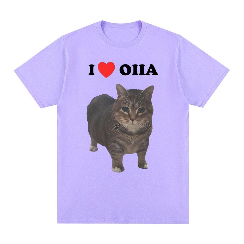 Spinning Cat Meme Funny I Love Oiia Tshirt Unisex Women Harajuku Fashion Short Sleeve Tee Shirt Unisexs Clothing T Shirts Streetwear