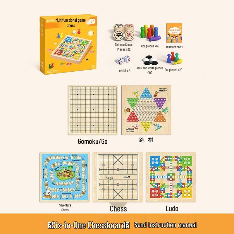 HANDUNYOU Kids 6-in-1 Educational Board Game Set
