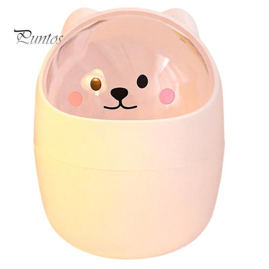 Trash Can Colorful Cartoon Bear Design Large-capacity Transparent Flap Top Multi-purpose Food Residue Storage Bin