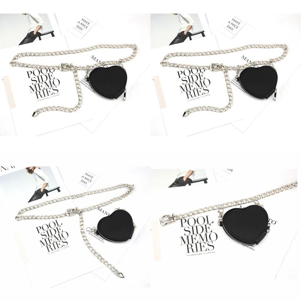 Fashion Metal Women Waist Chain With Detachable Heart Shaped Pendant Bag