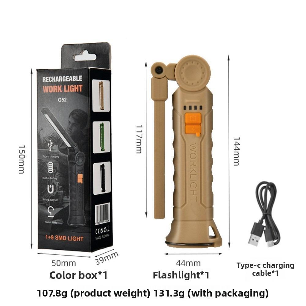 Portable Folding Work Lights Rechargeable Magnetic Flashlight Multiple Gears Dual Lights Camping Light