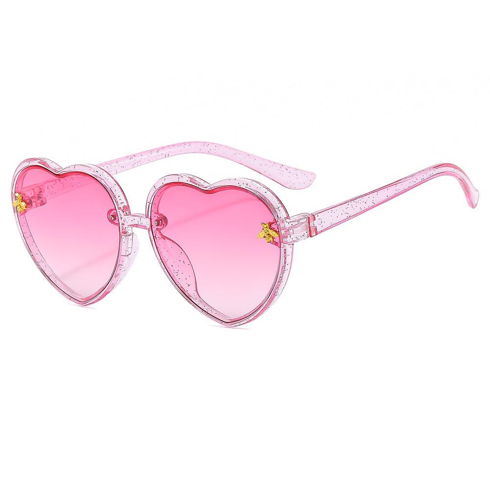 Heart-Shaped Honey Peach Kids' Sunglasses – Trendy Street Style for Round Face Girls