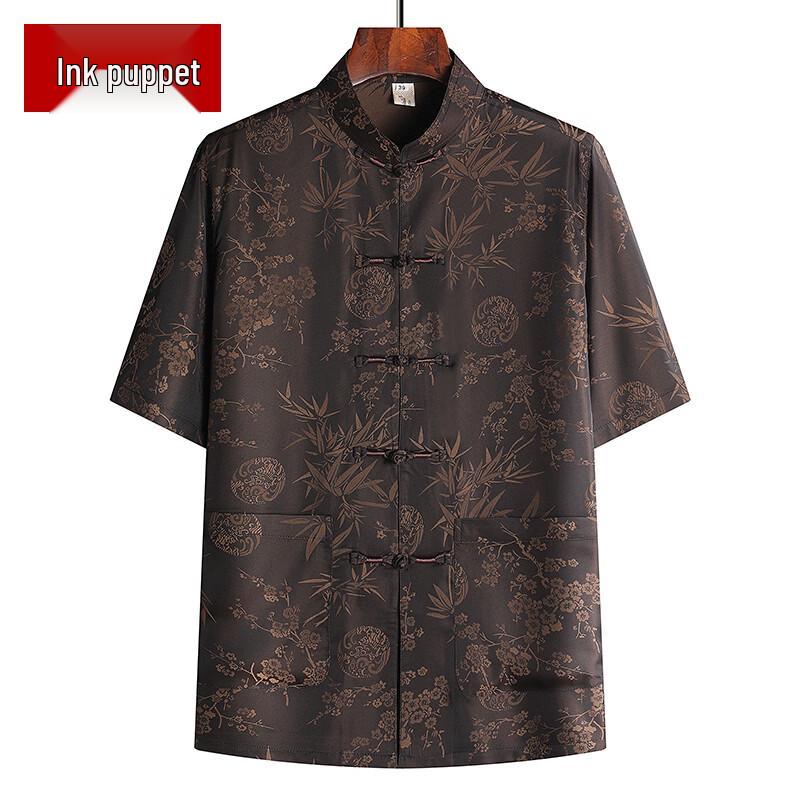 Elderly Men's Ice Silk Short Sleeve Tang Suit