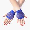 Fishnet Design Rhinestone Gloves Shiny Decor Short Gloves New Fingerless Gloves  Dance Performance