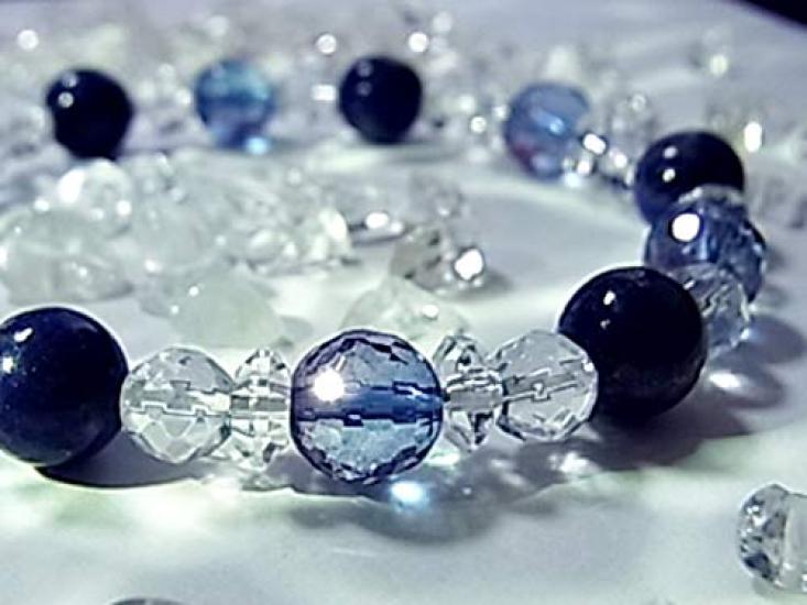 Hexagram Lapis Lazuli Cosmo Aura Good Luck Power Stone Natural Stone Bracelet Cut Crystal Glitter Blue Starry Sky Organdy Pouch 7 K94 [Cat's Dream]