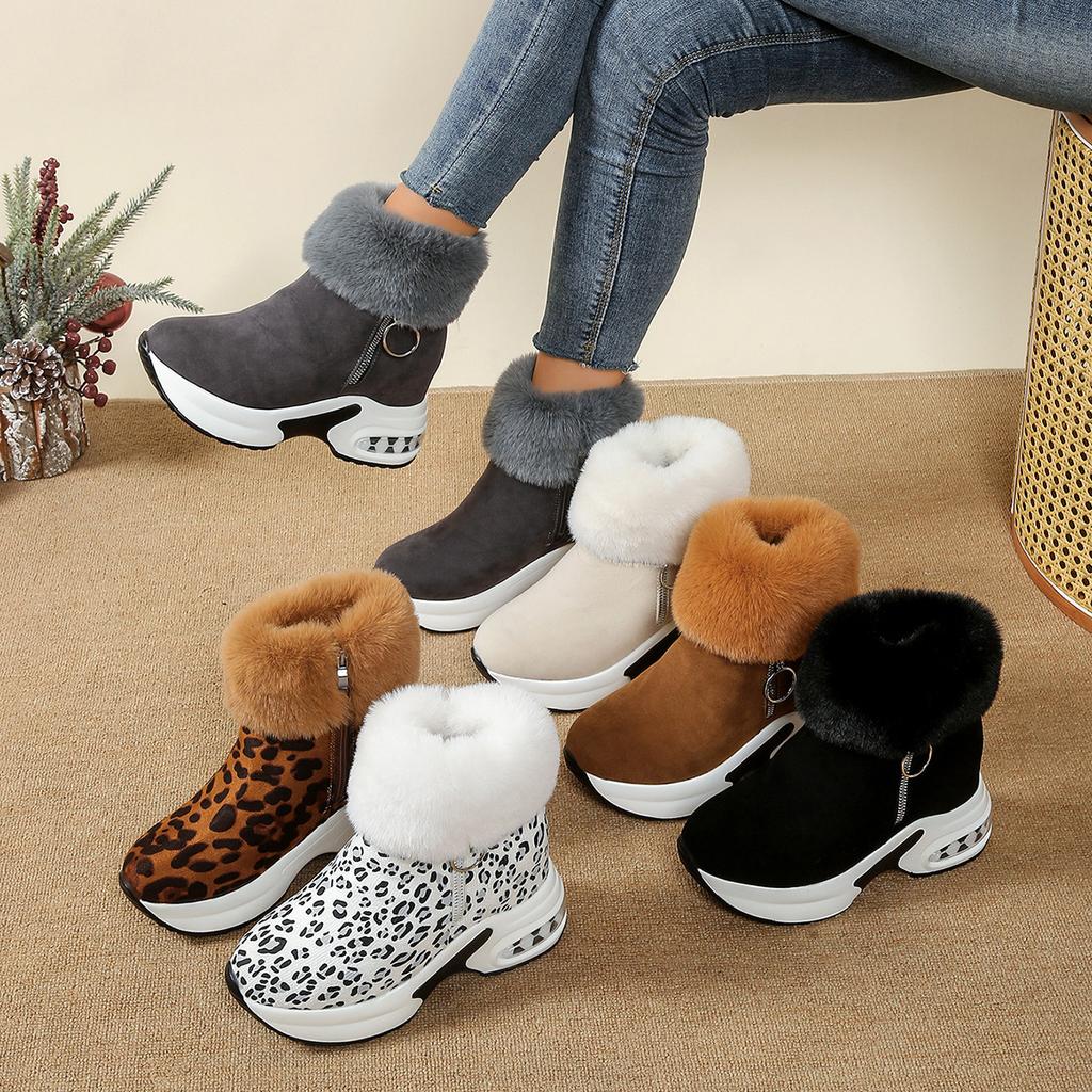 35-43 Plus Size Shoes for Women Winter Fashion Short Plush Warm Round Toe Comfortable Non-slip Platform Wedges Ankle Snow Boots