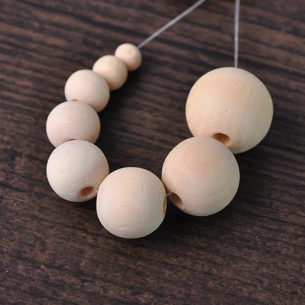 4mm 6mm 8mm 10mm 12mm 14mm 16mm 18mm 20mm 25mm Round Natural Wood Loose Beads for DIY Crafts Woodcraft Jewelry Bracelet Making Accessories