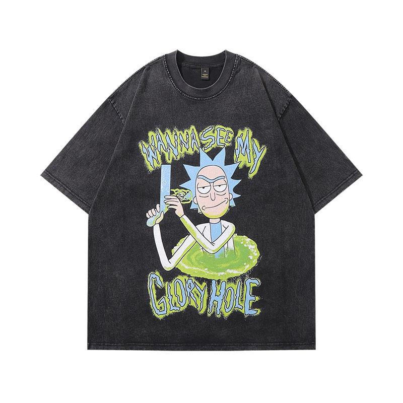 Harajuku Y2K Street Tide Brand Oversize Washed Old Short-Sleeved T-Shirt Men'S And Women'S Retro Half-Sleeved Bottoming Shirt