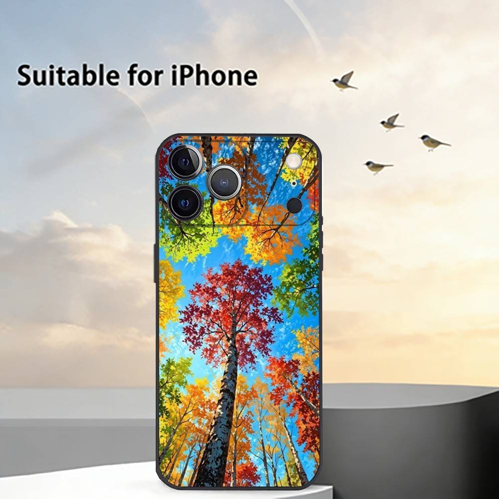 Colorful L-Leaves Phone Case Silicone Soft For IPhone 17 16 15 14 13 12 11 X XR Plus Pro Max Plus