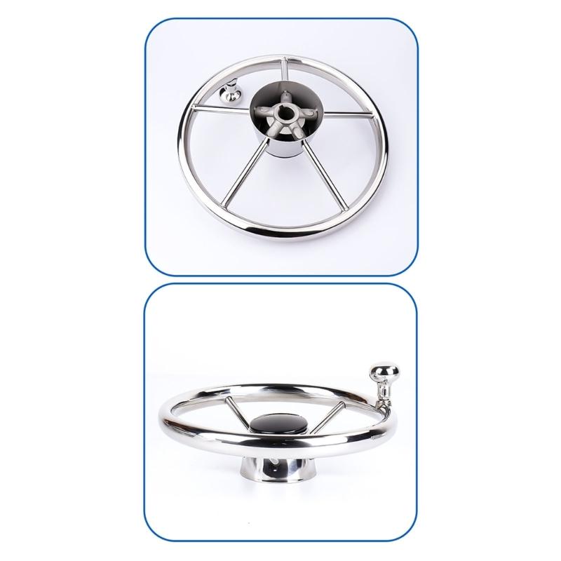 Quick Install Stainless Steel Marine Steering Wheel 13.5 Inch Suitable For Boats Yachts Fast Setup Without Special Tools