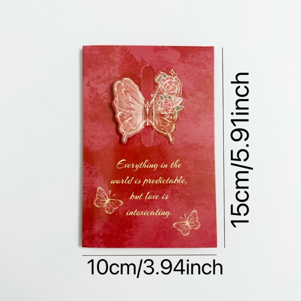 

Handmade 3D Butterfly Greeting Card with Envelope Creative Blessing Card Beautiful Design Romantic Vintage Foldable Card красный