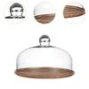 Wooden Cake Stand with Glass Cover Dessert Plate Decorative Cake Holder Round Cake Plate for Cream Candy Party Dessert Cake