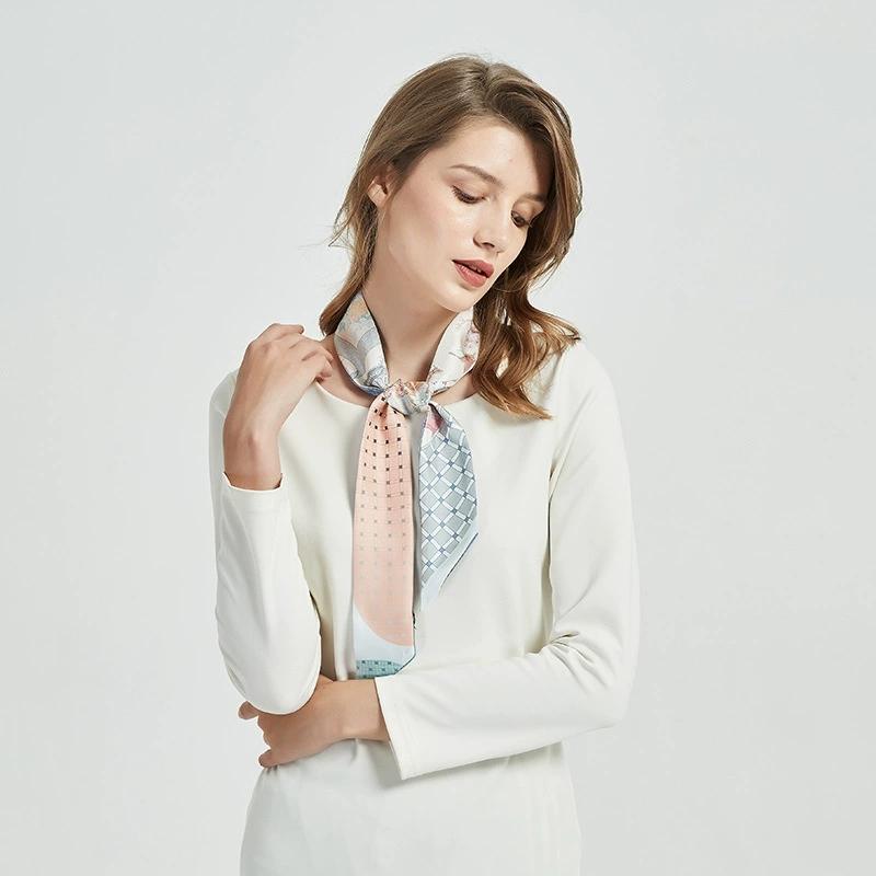 6*125CM Long Luxury Design 100% Silk Scarf Women Sweet Hair Tie Skinny Bag Scarves Neckerchief