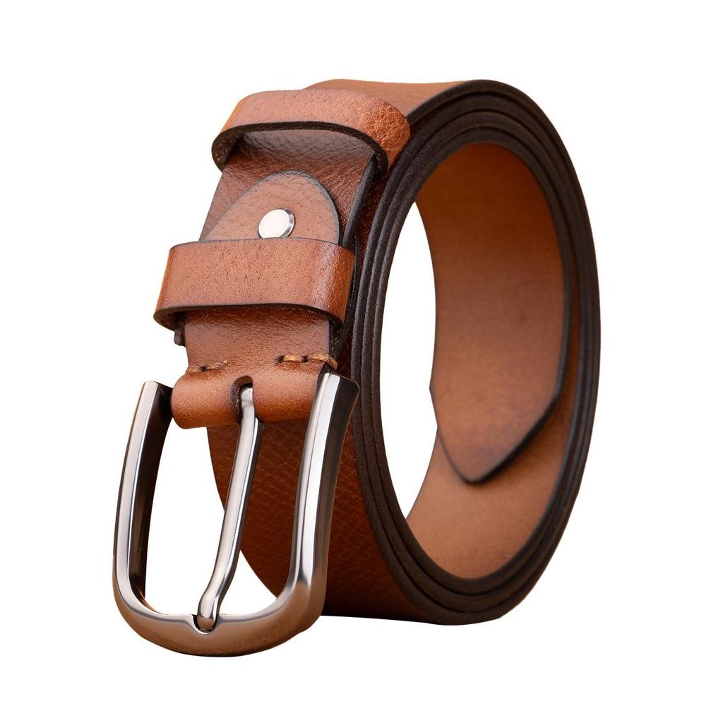 Men's Retro Genuine Cowhide Leather Jeans Belt