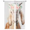 Akwarelowy Koza Kwiat Tiul Przezroczyste Zasłony Do Salonu Sypialni Kuchni Na Okna Woalowe Draperie Dekoracja Domu