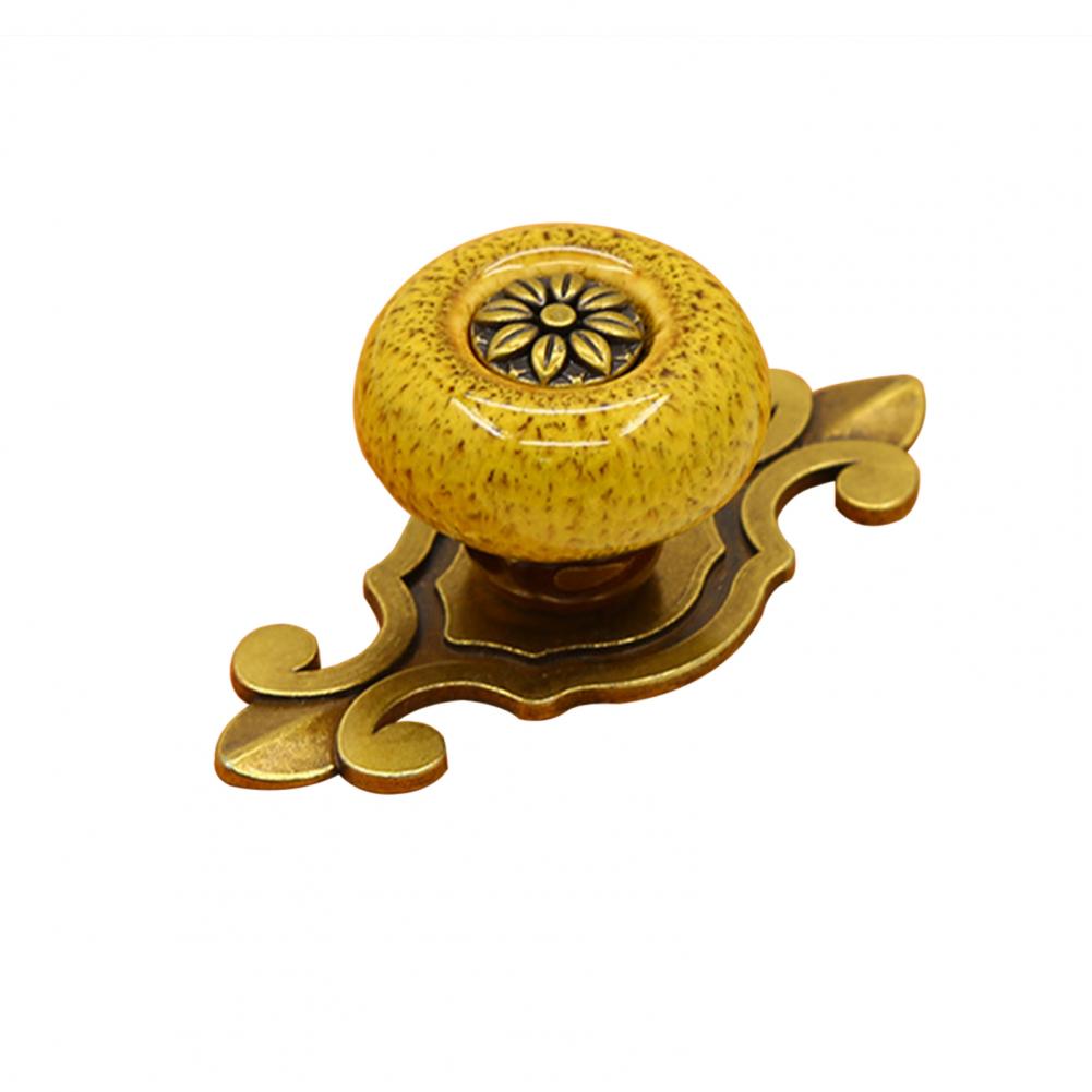 Fashion Pull Handle Ceramic Knob Door Metal Vintage Flower Door Cabinet Cupboard Wardrobe Drawer Furniture Decor