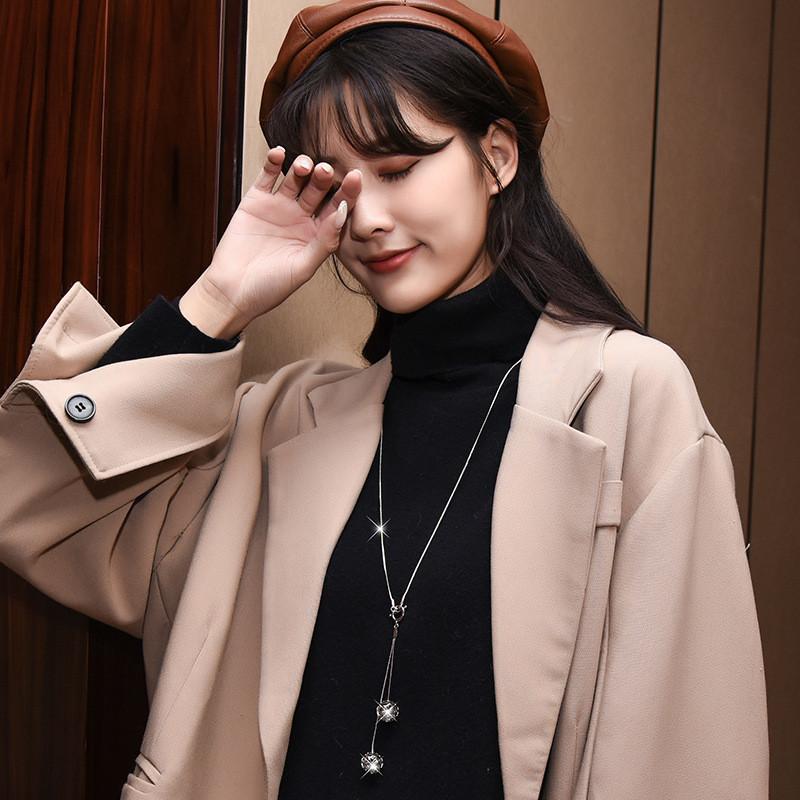 Chic 2021 Korean Style Tassel Ball T Bar Necklace For Women Beautiful Jewelry