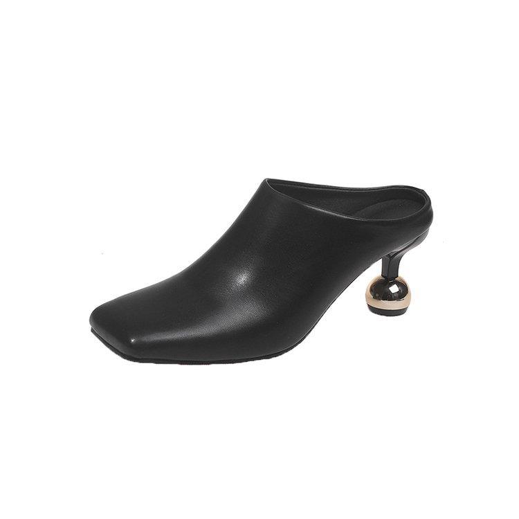 [Youshilai] Medieval wine glass and baotou slippers women's spring 2025 new temperament square head pedal