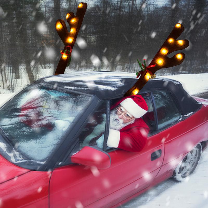 Geweih Nasenhorn LED Autodekoration Rentier Kostümset LKW Ornamente Weihnachtsfeiertags-Partygeschenke Weihnachten Sika Hirsch