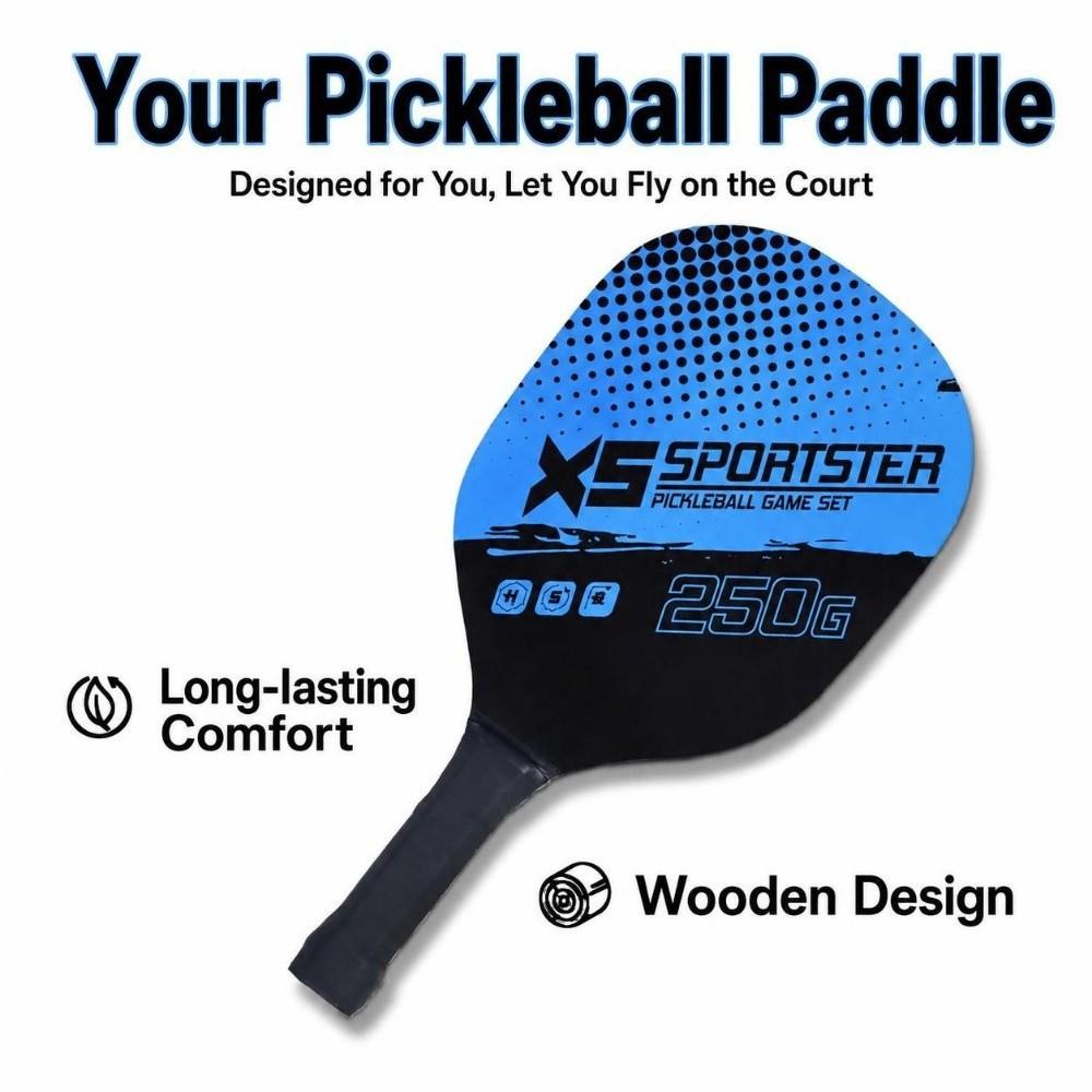Wooden Pickleball Paddles Set Beginner Pickle Ball Equipment Complete Set Paddle Racquets Set  Men