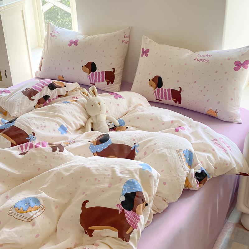 Class A Small Floral Cloud-like Cotton Bedding Set - Includes Duvet Cover, Sheet, Bed Skirt (3 pcs)