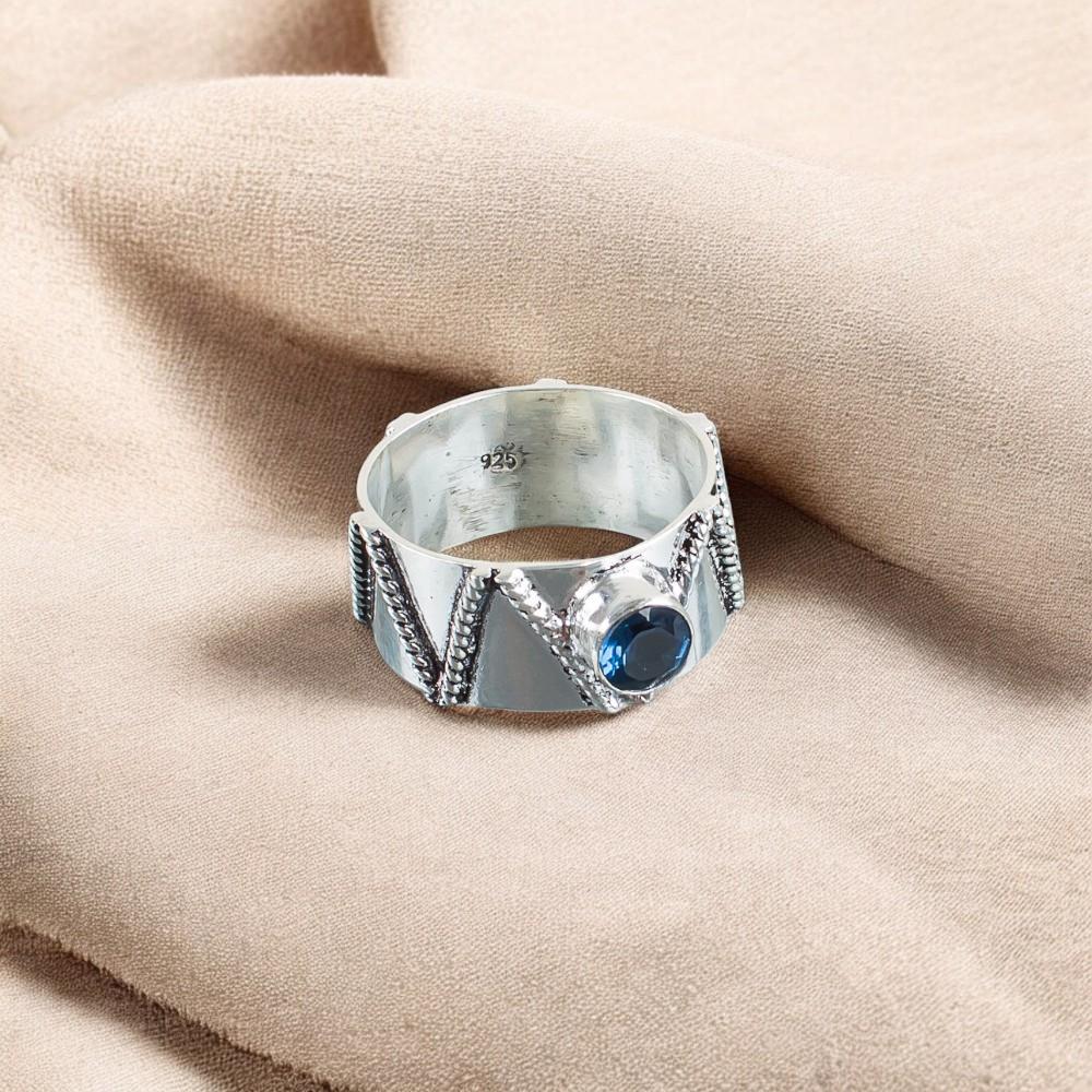 London Blue Topaz Gemstone 925 Sterling Silver Jewelry Handmade Wedding Ring RR-15-1