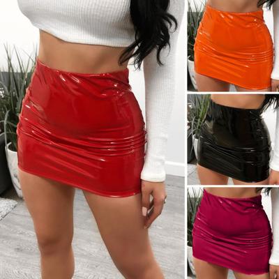 Suni Deri Mini Etek Seksi Çok Yönlü Düz Renk Kısa Etek Partiler Kulüpler Kadınlar Alt Etek Moda Giysisi