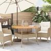 VidaXL Garden Table and Beige Acacia Wood Top Braided Resin, Outdoor Table, Garden Dining Table, Furniture 368627