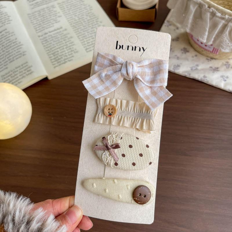 Spring and Summer New Rabbit Bow Combination Set Hairpin Cartoon Small Fresh Baby Side Does Not Hurt The Hairpin Female