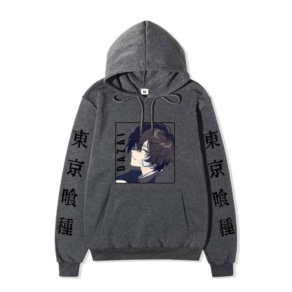 Bungo Stray Dogs Dazai Osamu Unisex Fleece Hoodie Autumn Winter Anime Character Tokyo Kanji Print Long Sleeve Pullover Sweatshirt