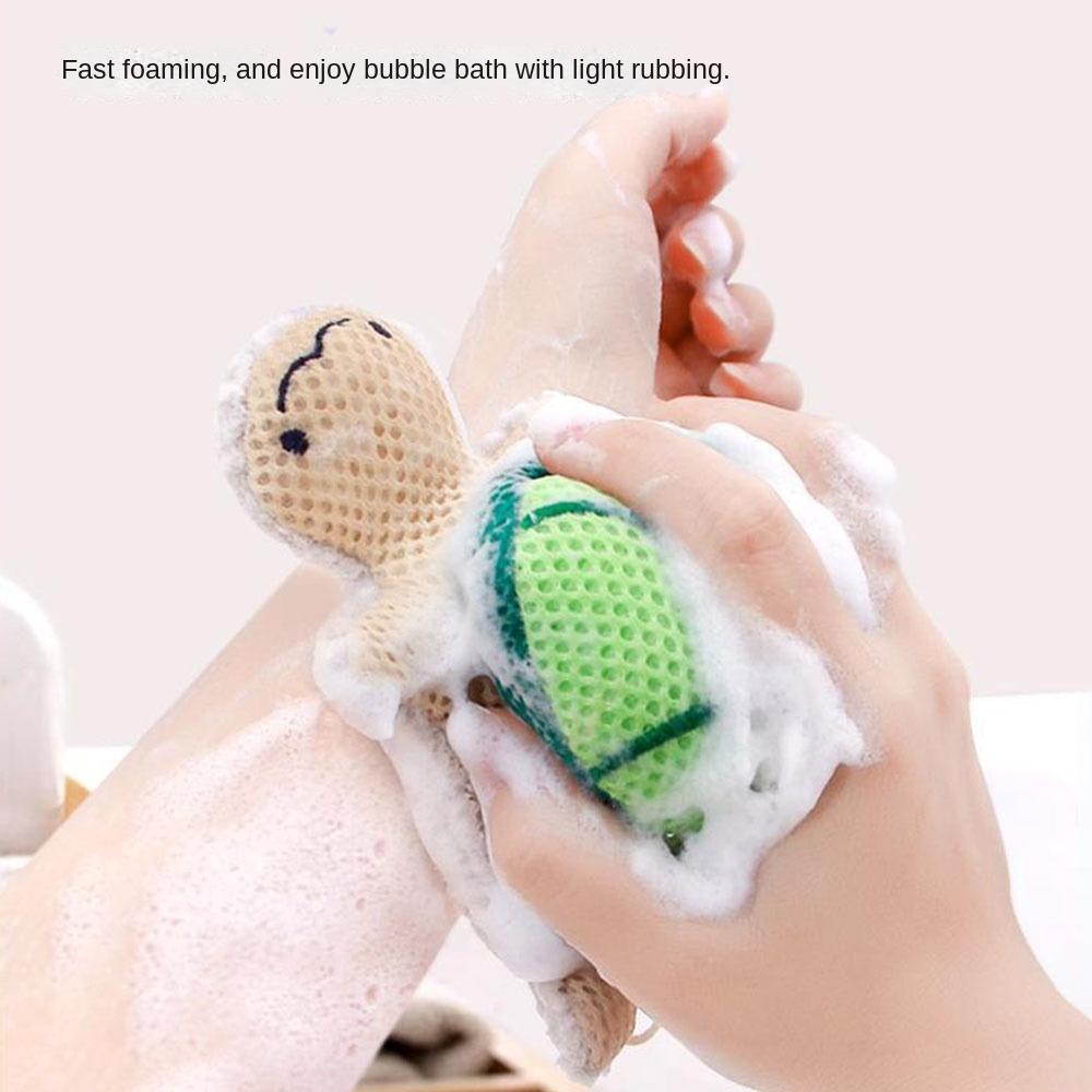 Double-sided Turtle Bath Ball Soft Body Cleaning Mesh Cute Turtle Bath Toy  Bathroom Accessories
