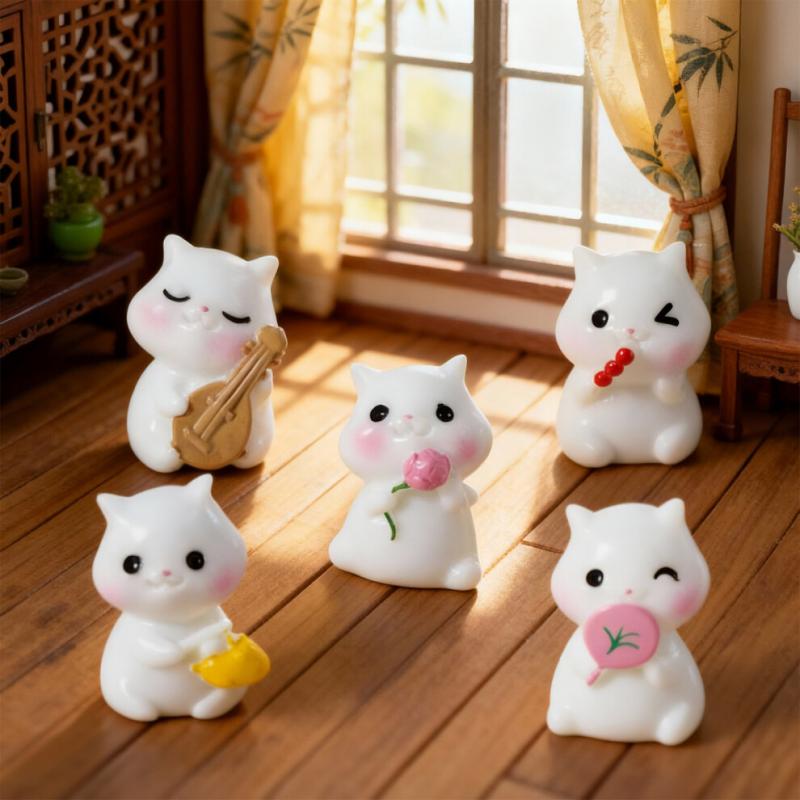 Ein Set Von 6 Multifunktionalen Katzenfiguren Aus Harz, Dekorationsartikel