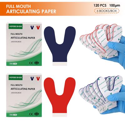 Durable And Safe 120Pcs/Box Dental Articulating Paper Y Shape Full Mouth Articulation Occlusion Paper Teeth Whitening Dentistry Materials Tool