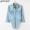 BITCED Tie-Knot Mid-Sleeve Short Cape Denim Shirt for Women Lightweight Short Jacket